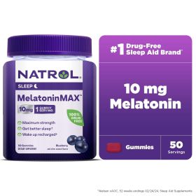 NatrolÂ® MelatoninMaxâ„¢ Sleep Gummy, Blueberry Flavor, 10 mg, 50 Count